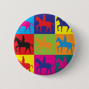 Horse Riding Pop Art 6 Cm Round Badge