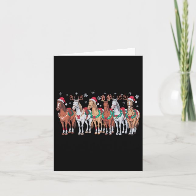 Horse Riding Santa Hat Christmas Lights Animal Lov Card (Front)