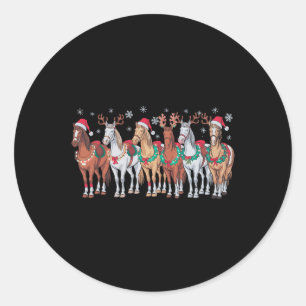 Horse Riding Santa Hat Christmas Lights Animal Lov Classic Round Sticker