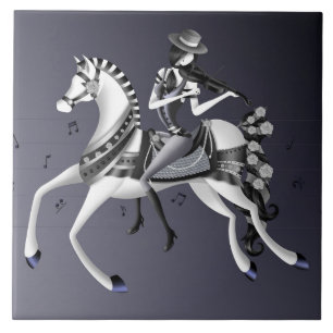 Horse Riding Violinist Ceramic Tile