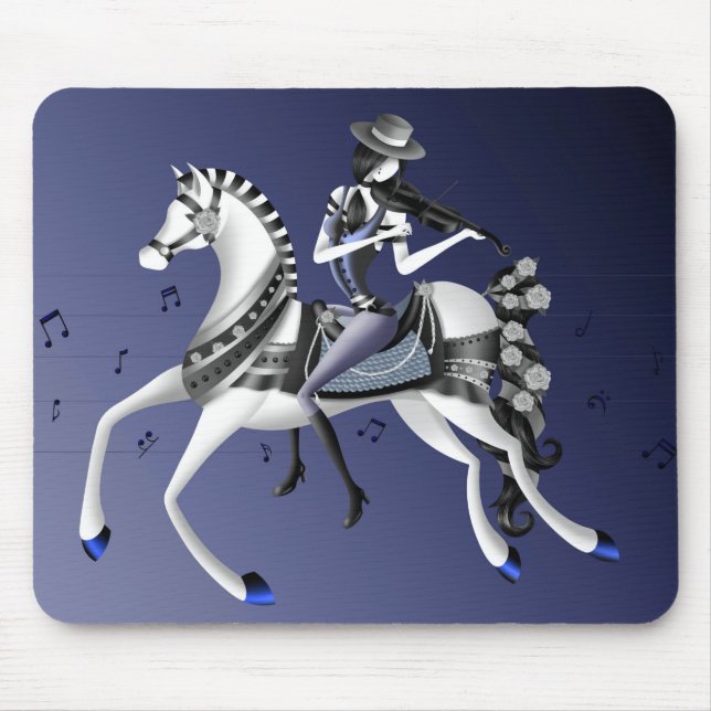Horse Riding Violinist Navy Mouse pad (Front)