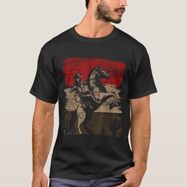 Horse Riding Western Cowboy T-Shirt (Front)