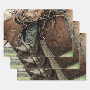 Horse Riding Western Rodeo Cowboy Wrapping Paper Sheet