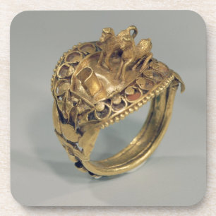 Horse ring (gold and cornelian) coaster