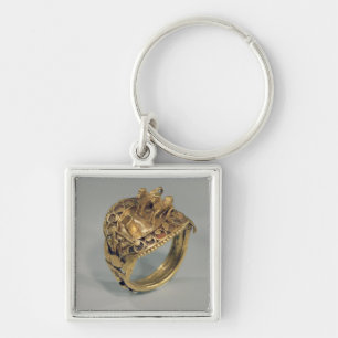 Horse ring (gold and cornelian) key ring