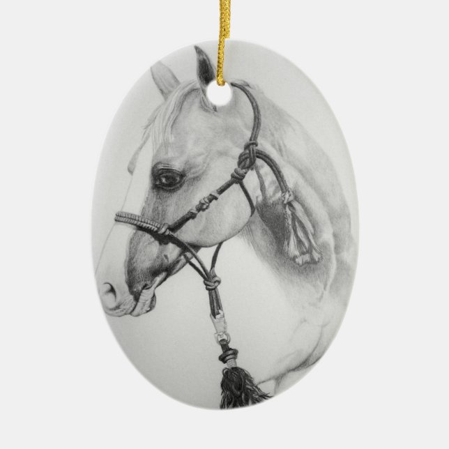 horse, rodeo ceramic tree decoration (Front)