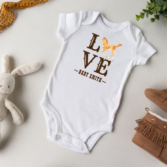 Horse rodeo cowboy baby gifts personalised name  bodysuit (Creator Uploaded)