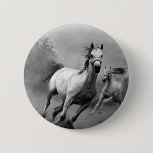 Horse Running 6 Cm Round Badge