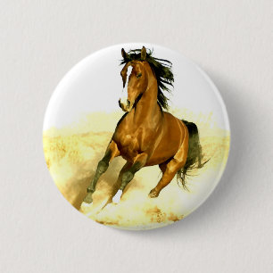 Horse Running 6 Cm Round Badge