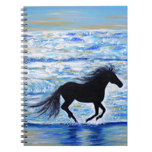 Horse Running Free by the Sea painting Notebook