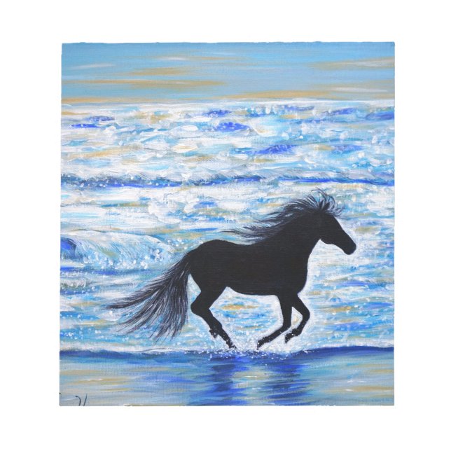 Horse Running Free by the Sea painting Notepad (Front)