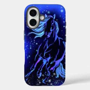 Horse Running In Blue Moonlight Starry Night iPhone 16 Case