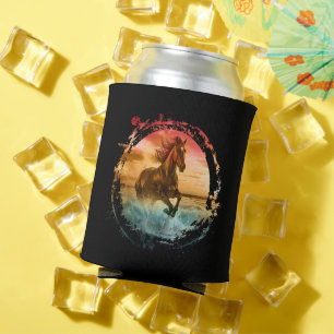 HORSE RUNNING IN SEASHORE SEASCAPE CAN COOLER
