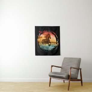 HORSE RUNNING IN SEASHORE SEASCAPE TAPESTRY