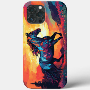 Horse Running On Field Abstract Art Horse Lovers iPhone 13 Pro Max Case