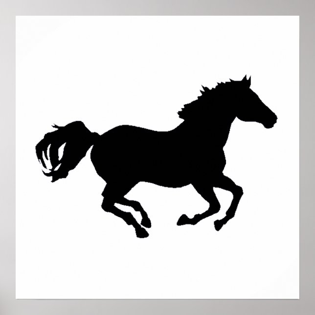 Horse Running Silhouette Poster (Front)