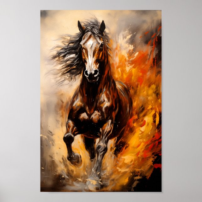 Horse Running Through Fire Poster (Front)