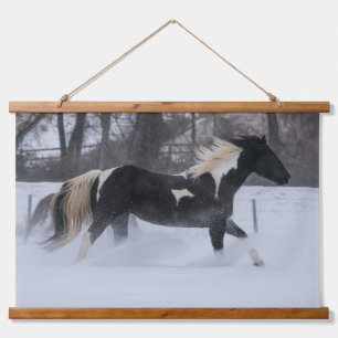 Horse Running Through the Snow Hanging Tapestry