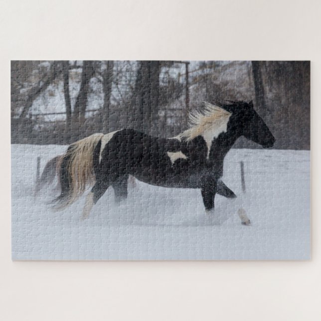 Horse Running Through the Snow Jigsaw Puzzle (Horizontal)