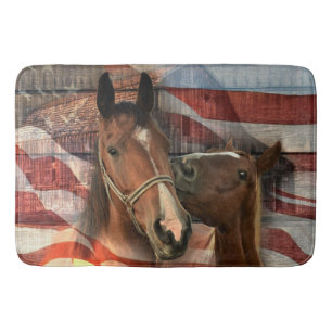 Horse Rustic Barn American Flag Bath Mat