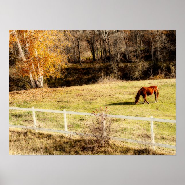 Horse Rustic Country Autumn Art Poster (Front)