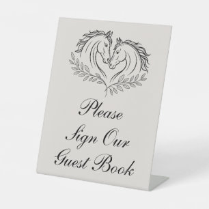 Horse Rustic Elegant Country Wedding Guest Book Pedestal Sign