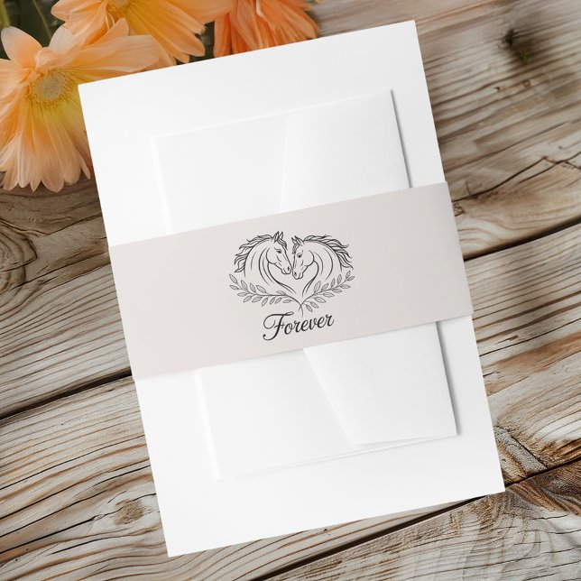 Horse Rustic Elegant Country Western Wedding  Invitation Belly Band (Creator Uploaded)