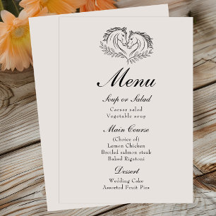 Horse Rustic Farm Elegant Country Western Wedding  Menu