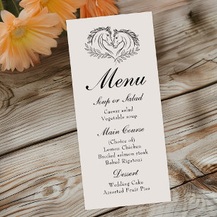 Horse Rustic Western Country Elegant Wedding Menu