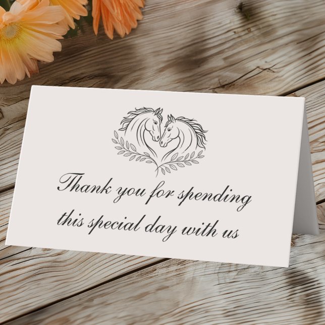 Horse Rustic Western Country Wedding Thank You Place Card (Creator Uploaded)