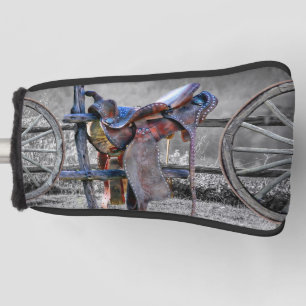 Horse Saddle Corral Fence Western Wagon Wheels  Golf Head Cover