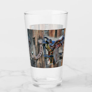 Horse Saddle Horseshoe Rustic Western Glass