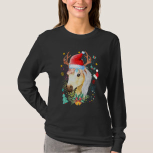 Horse Santa Hat Baby Horse Christmas Reindeer T-Shirt