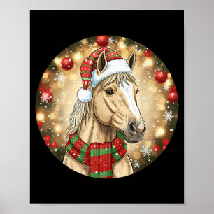 Horse Santa Hat Christmas Lights Family Matching W Poster