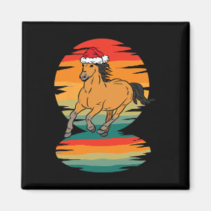 Horse Santa Hat Christmas Pajama Horseback Riding Magnet