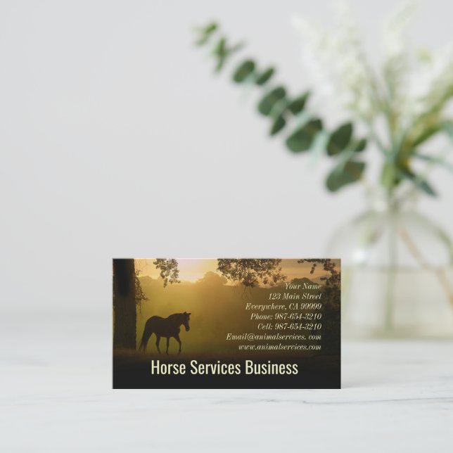 Horse Services or Equine Veterinarian Business Card (Standing Front)