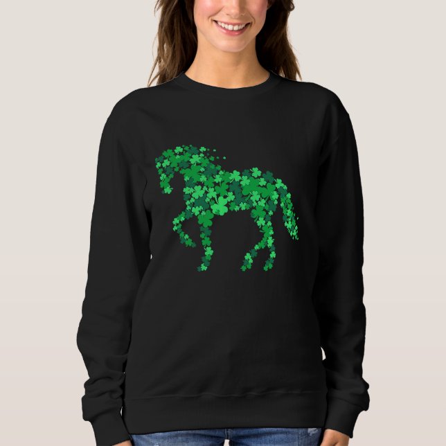 Horse Shamrock Horseback Riding Equestrian  Patric Sweatshirt (Front)