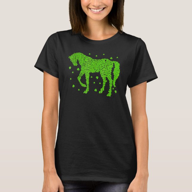Horse Shamrock Horseback Riding Equestrian Patrick T-Shirt (Front)