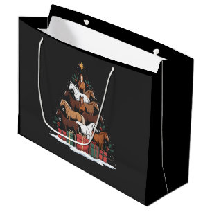 Horse Shaped Christmas Tree Equine Xmas Large Gift Bag