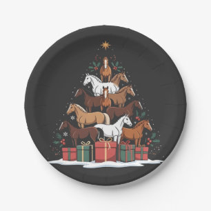 Horse Shaped Christmas Tree Equine Xmas Paper Plate