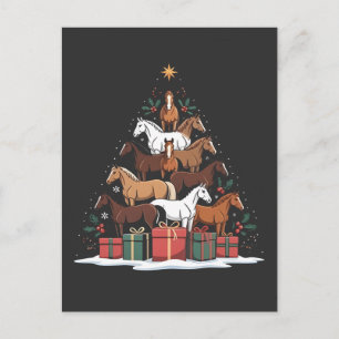 Horse Shaped Christmas Tree Equine Xmas Postcard