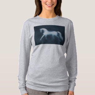 Horse Shilhouette Grey Off The Shoulder Sweatshirt T-Shirt