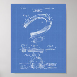 Horse Shoe 1898 Patent Art Blueprint Poster