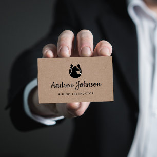 Horse Shoe Brown Kraft Paper Horseback Riding Farm Business Card