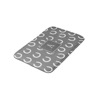 Horse Shoe Monogram Grey Bath Mat