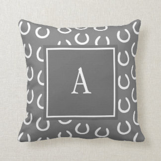Horse Shoe Monogram Grey Cushion