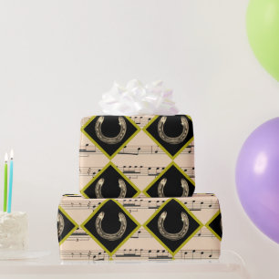 horse shoes in diamonds wrapping paper