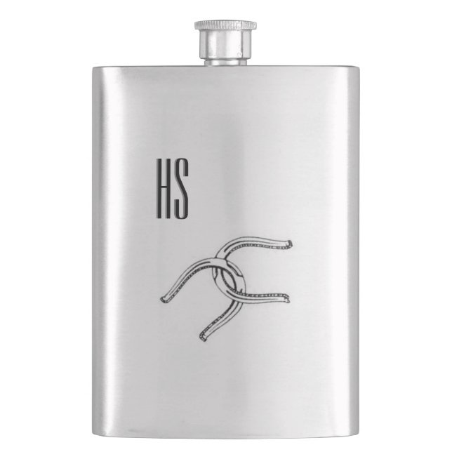 Horse Shoes Monogram Hip Flask (Front)