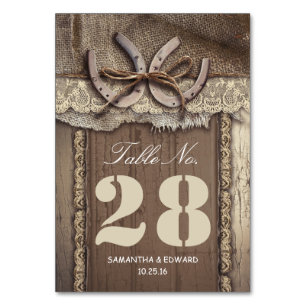 Horse shoes western wedding table number cards