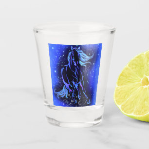 Horse Shot Glass Running In Moonlight Starry Night